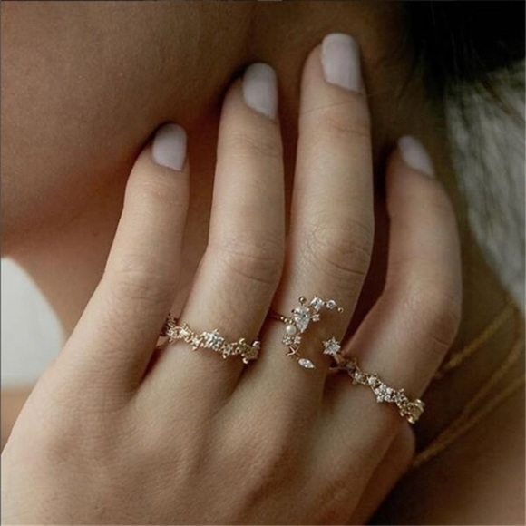 Moon and Stars BOHO Ring Set - Picture 2 of 5